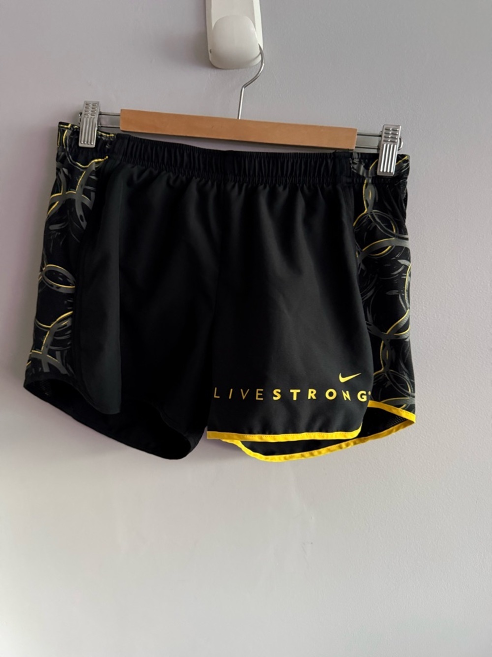 Livestrong Dri-FIT Running Shorts Black Yellow  Athletic Workout Shorts